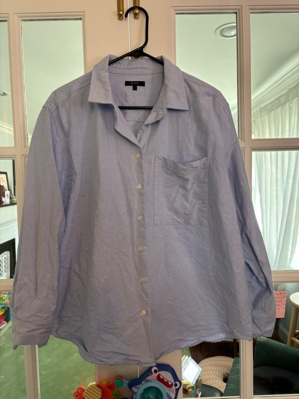 Quince pale Blue women’s relaxed Oxford shirt cotton button down large